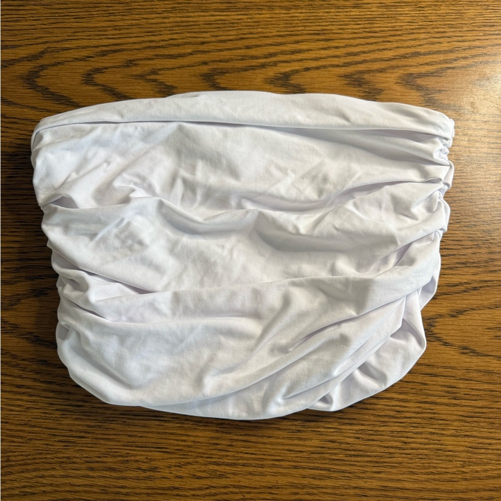 Zara White Ruched Bandeau Tube Top Size M